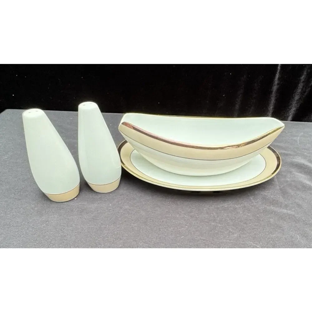 Vintage 1960’s Sango Trousseau China Gravy Boat & Salt Pepper Shakers EUC -A84
